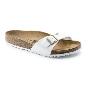 Birkenstock Madrid Birko-Flor Patent White Sandals Size 8 EU 39 - Women’s New